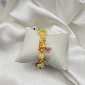 Neve Jewelry Handmade Yellow Gold Over Sterling Siliver Amber Turquiose Bracelet